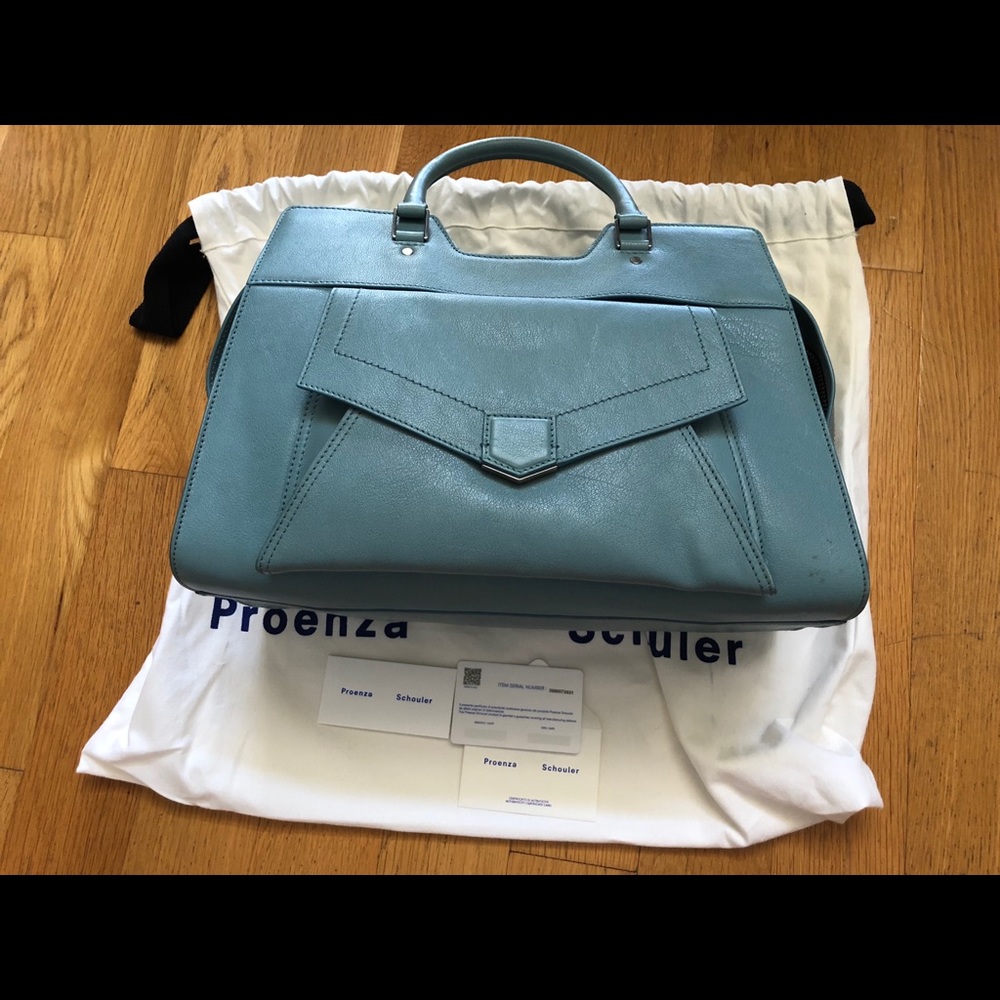 PS13 Large xbody Blue Calfskin Leather ShoulderBag